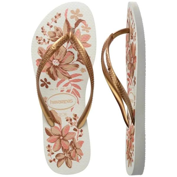 SAND. HAVAIANAS SLIM ORGANIC BRANCO/ DOURADO 35/36