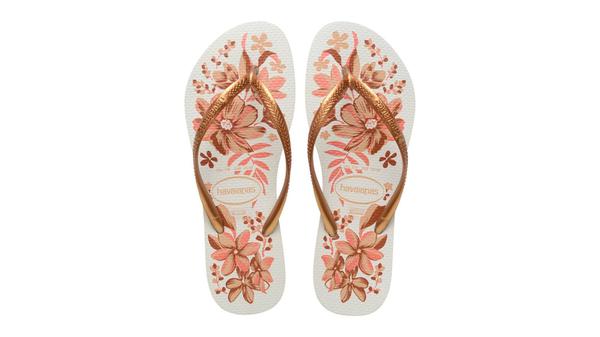 SAND. HAVAIANAS SLIM ORGANIC BRANCO/ DOURADO 37/38