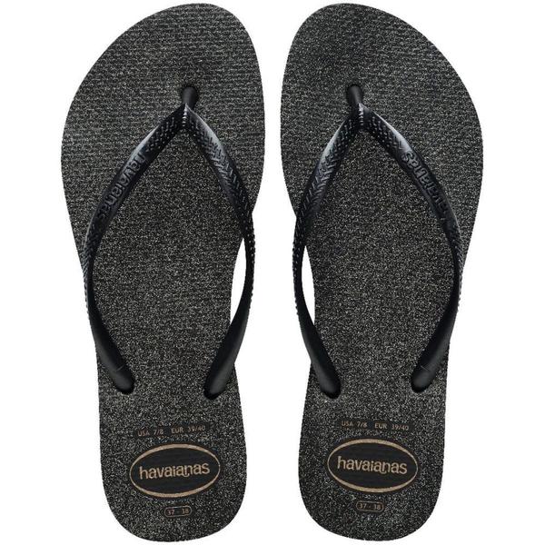 HAVAIANAS SLIM GLOSS PRETO/PRATA 35/36