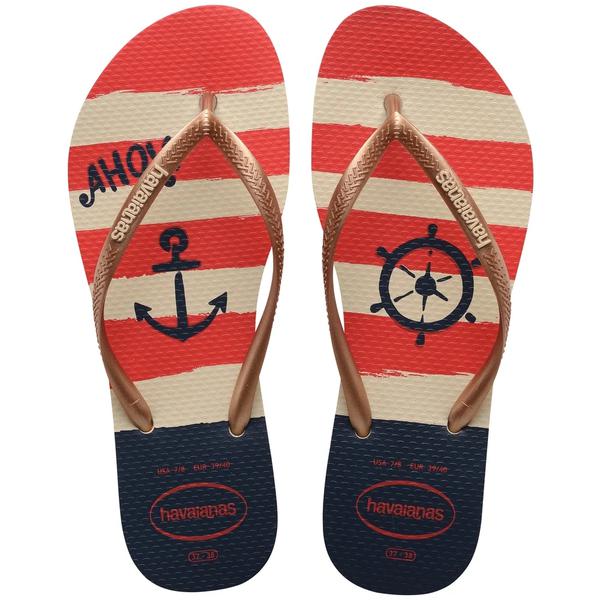 HAVAIANA SLIM NAUTICAL BEGE PALHA/ROSE GOLD 39/40