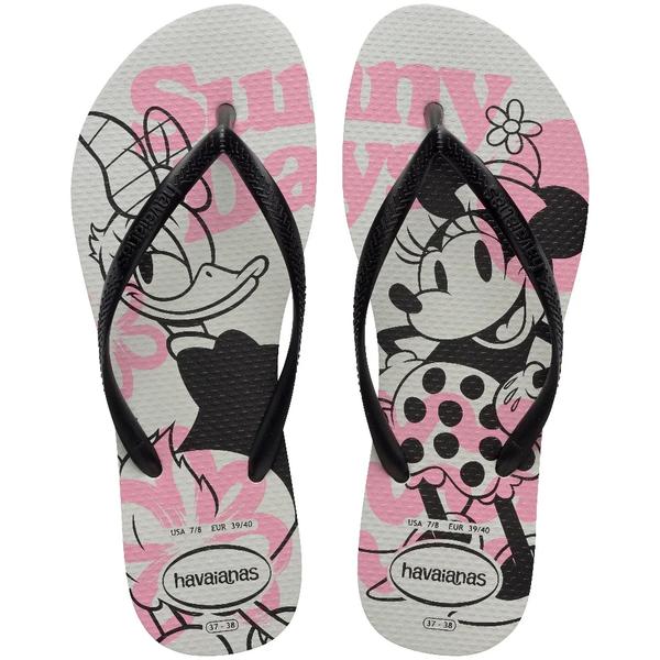 SANDALIA HAVAIANAS SLIM DISNEY BRANCO PRETO 35/36