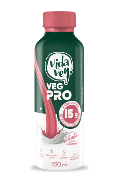 Shake á Base de Aveia Vida Veg 15g Proteína 250g Morango