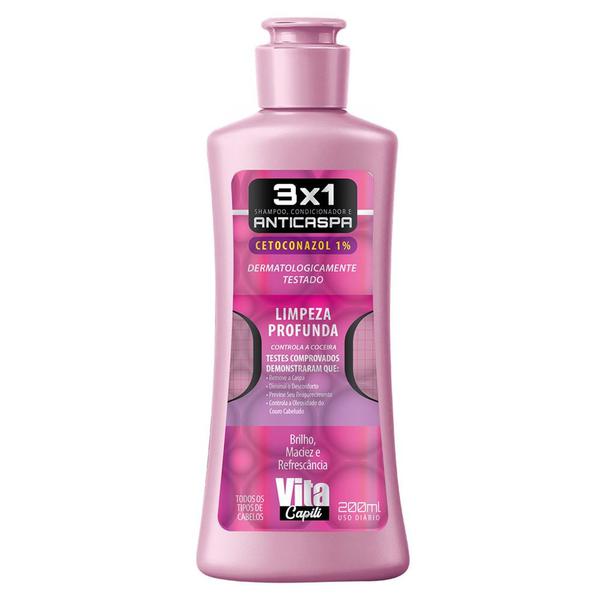 SHAMPOO VITA CAPILI  WOMAN ANTICASPA 3 X 1 MEGA HIDRATACAO 200ML