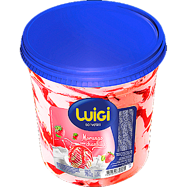 SORVETE 500ML/240G MORANGO COM CHANTILLY LUIGI