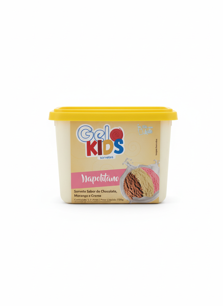 SORVETE GELOKIDS 1,5L NAPOLITANO