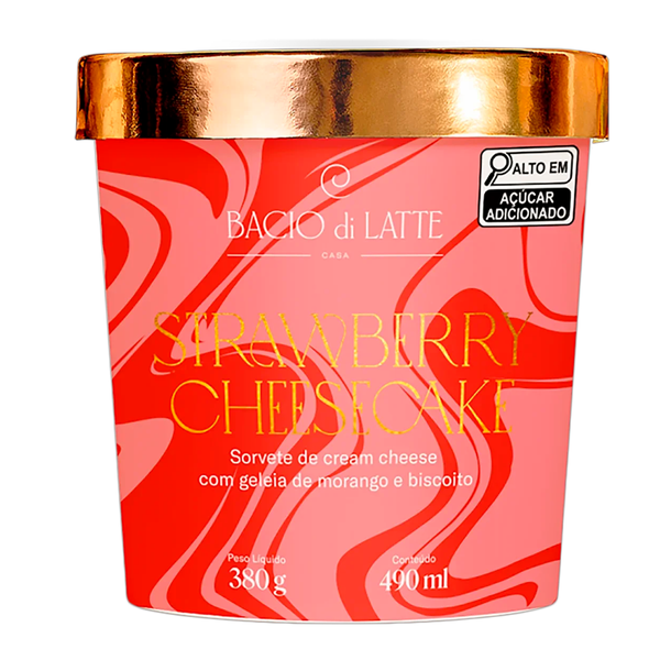 Sorvete Gelato Bacio di Latte pote 490ml Strawberry