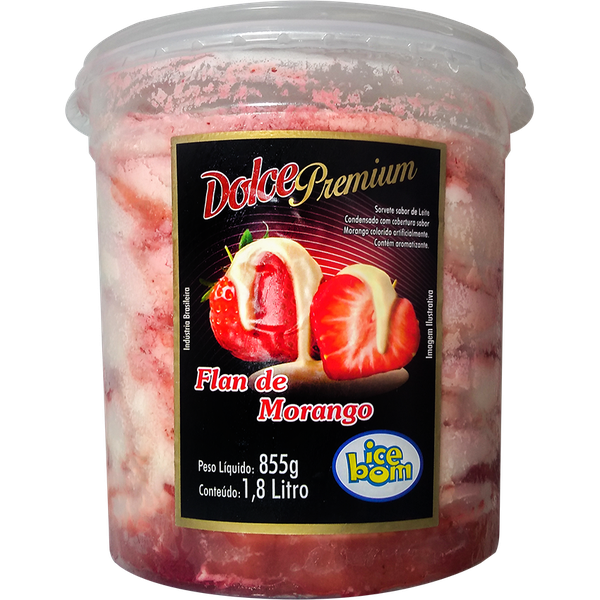 SORVETE ICEBOM DOLCE PREMIUM FLAN DE MORANGO 1,8L