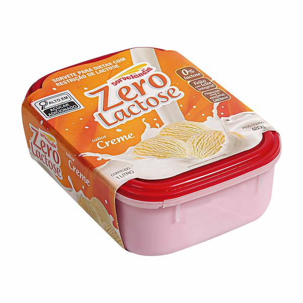 SORVETE SORVELANDIA ZERO LACTO CREME 1L