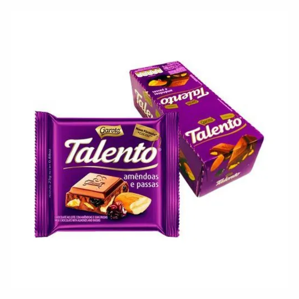 CHOC TALENTO 85G  AMENDOAS E PASSAS ~