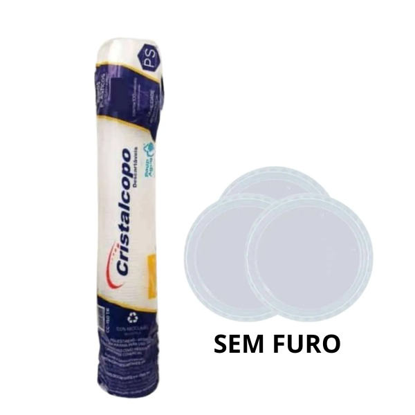 TAMPA TRANSPARENTE P/ COPO CRISTALCOPO S/ FURO PCT C/ 50 UND