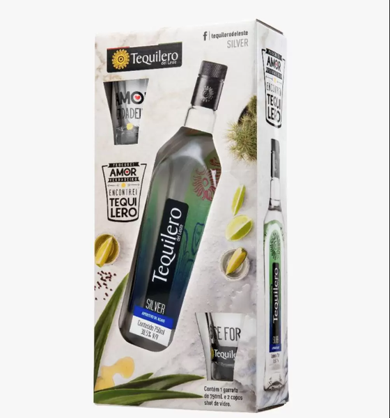 KIT TEQUILERO C/2 COPOS PRATA 750ML