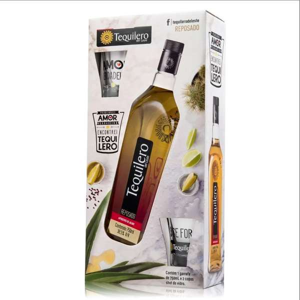 KIT TEQUILERO C/2 COPOS OURO 750ML