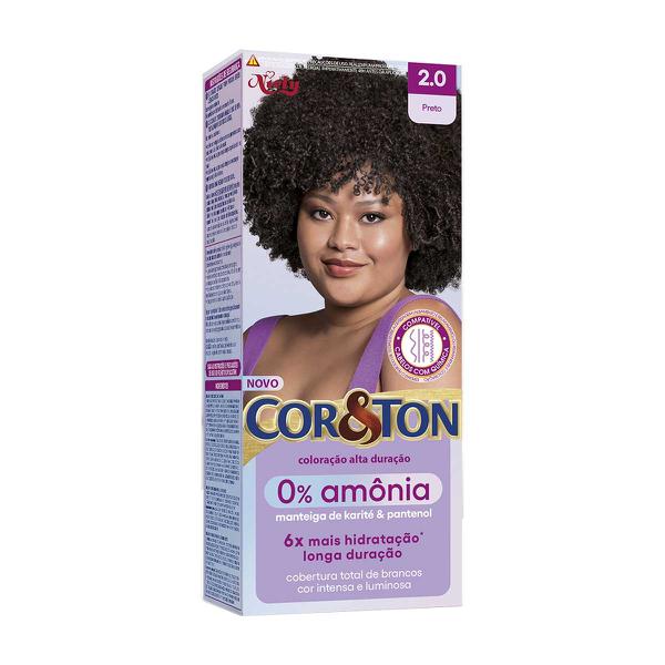 TINTURA COR&TON KIT S/AMÔNIA 2.0 PRETO