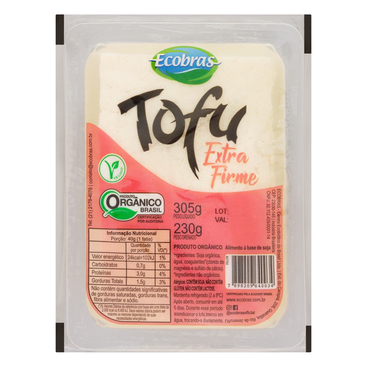 TOFU ECOBRAS 230G EXTRA FIRME ORG