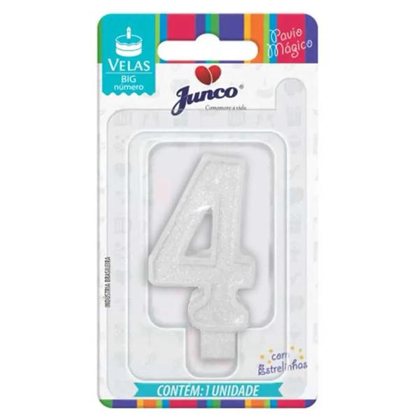 VELA  ANIV. JUNCO N.4 GLITTER BRANCO