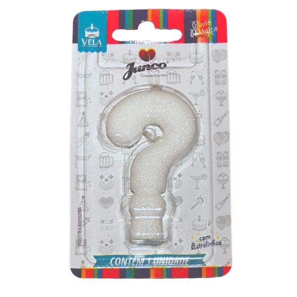 VELA ANIVER JUNCO GLITTER BRANCA INTERROGACAO