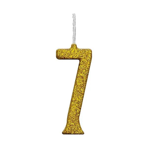 VELA PARABENS GLITTER DOUR NUM 7 REGINA