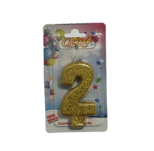 VELA CONEXAO FESTAS GLITTER OURO 2