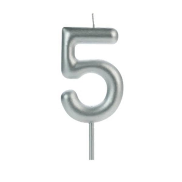 VELA PICK PRATA NUMERO 5 SILVER PLASTIC