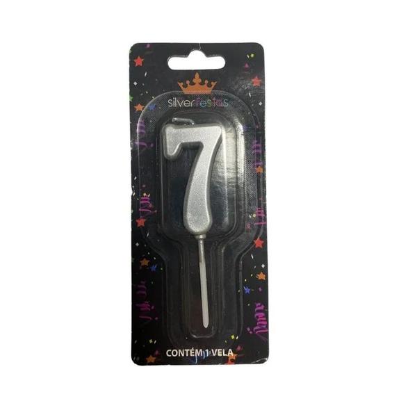 VELA PICK PRATA NUMERO 7 SILVER PLASTIC