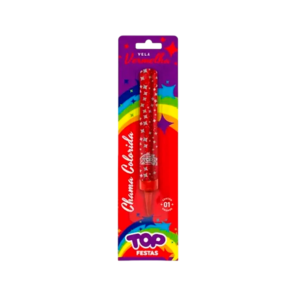 VELA CHAMA COLOR TOP FESTA VERMELHA