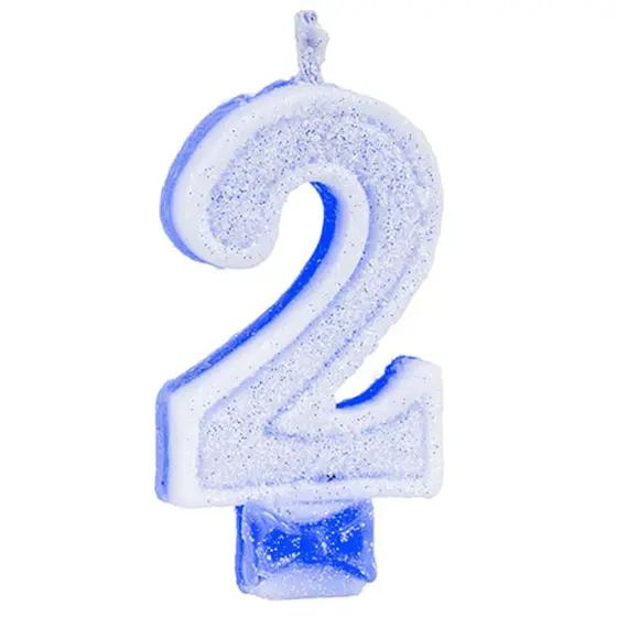 Vela Super Glitter Azul N2 Festlar
