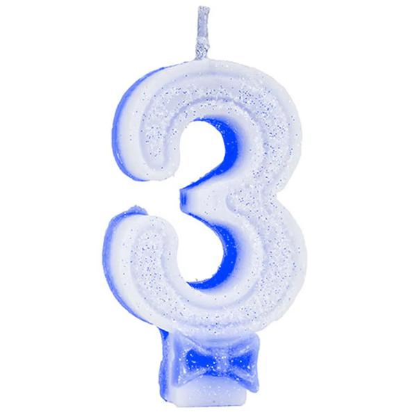 Vela Super Glitter Azul N3 Festlar