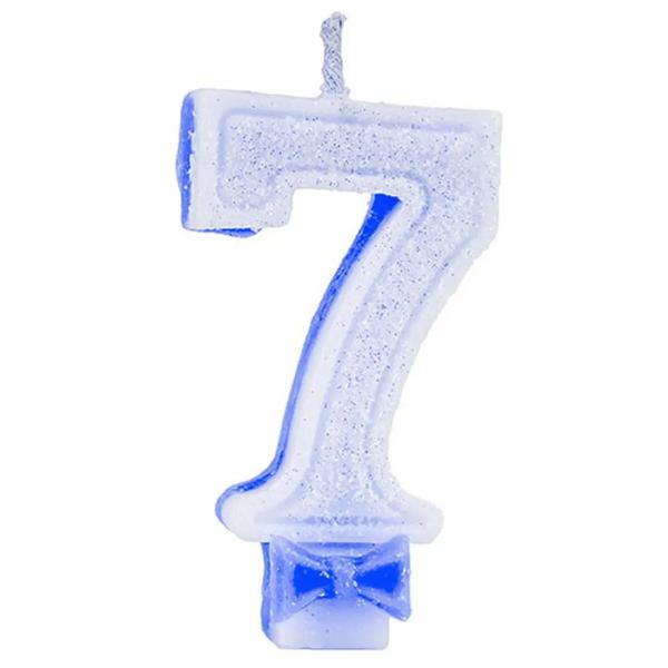 Vela Super Glitter Azul N7 Festlar