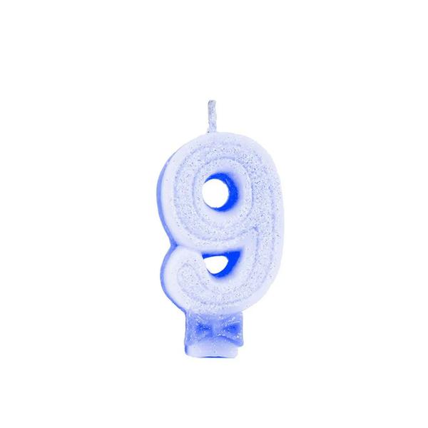 Vela Super Glitter Azul N9 Festlar