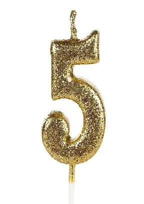 Vela Super Glitter Ouro N°5 C/1 Festlar
