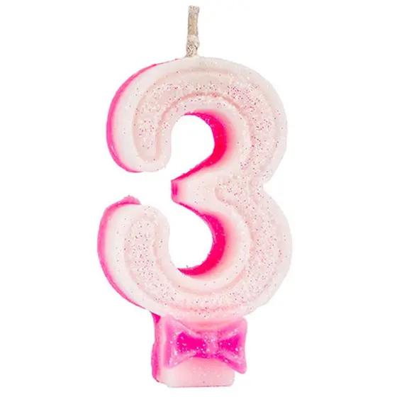 Vela Super Glitter Rosa N°3 C/1 Festlar