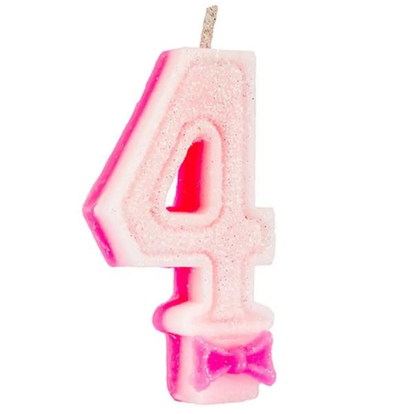 Vela Super Glitter Rosa N°4 C/1 Festlar