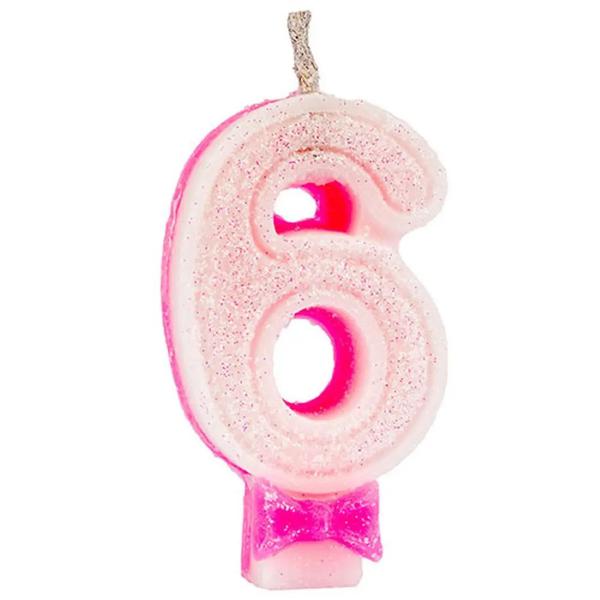 Vela Super Glitter Rosa N°6 C/1 Festlar