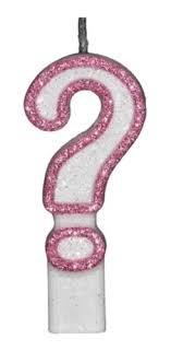VELA GLITTER BRANCA INTERROGAÇÃO ROSE