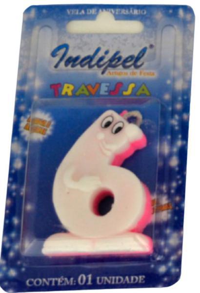 Vela Aniversário Superfesta C/Glitter Rosa Número 6