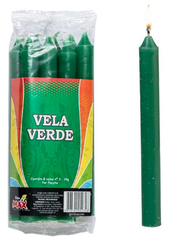 Vela N3 Velas Max 19g 8un Verde