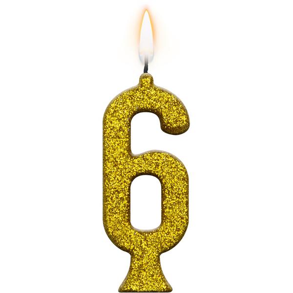 VELA PARABENS GLITTER DOUR NUM 6 REGINA