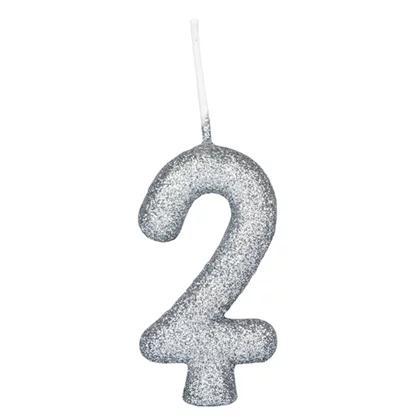 VELA P/ANIVER,REG C/GLIT 10X1  N.2 PRATA