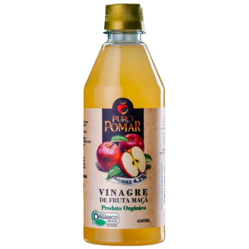 VINAGRE DE FRUTA MAÇÃ ORGANICO PURO POMAR 400ML
