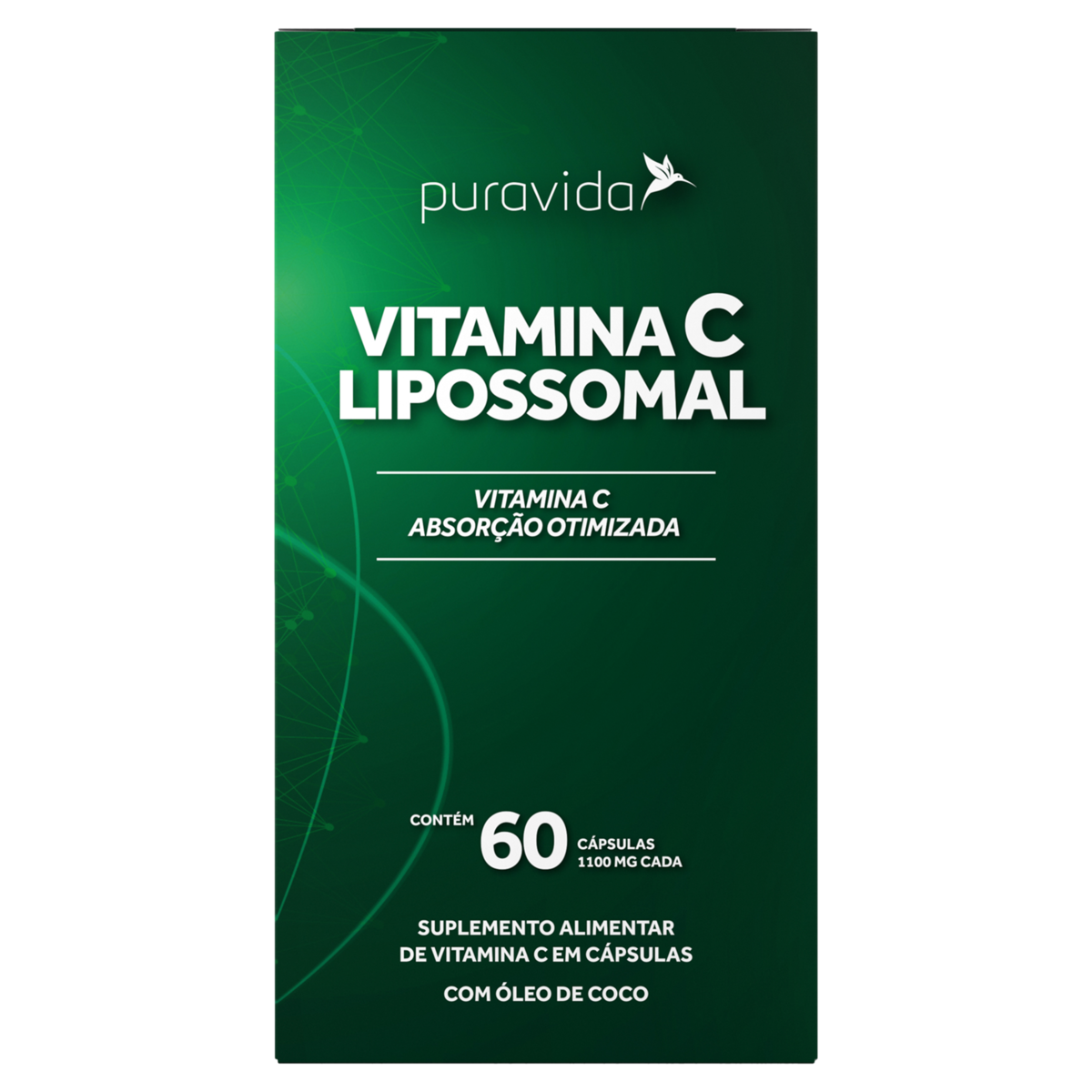 Vitamina C Lipossomal 1100mg Puravida Caixa 66g 60 Cápsulas Gelatinosas