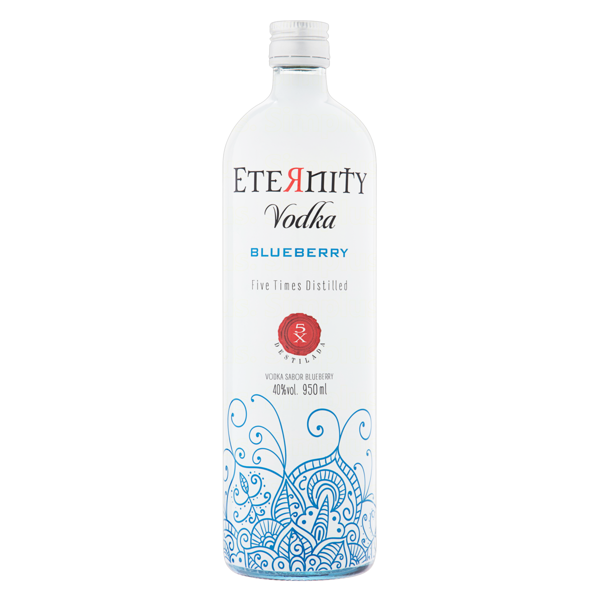 Vodka 5x Destilada Blueberry Eternity Garrafa 950ml