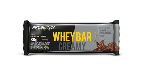 Barra Prot Probiotica 38g Whey Bar Creamy Morango