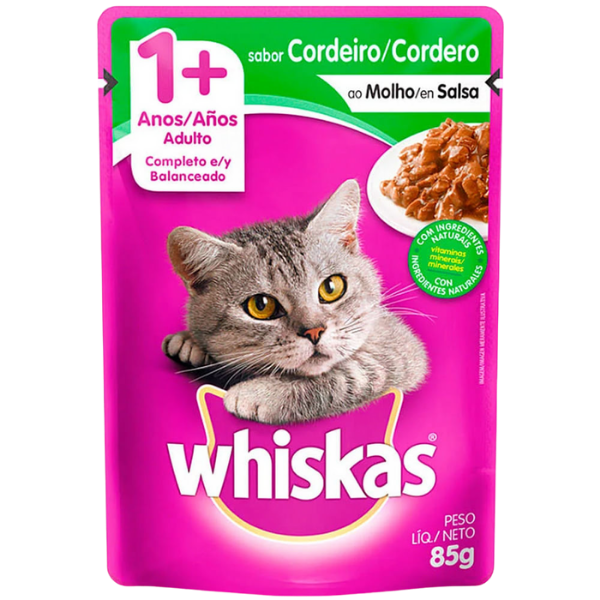 RACAO WHISKAS SACHET 85G CARNE GATOS CASTRADOS