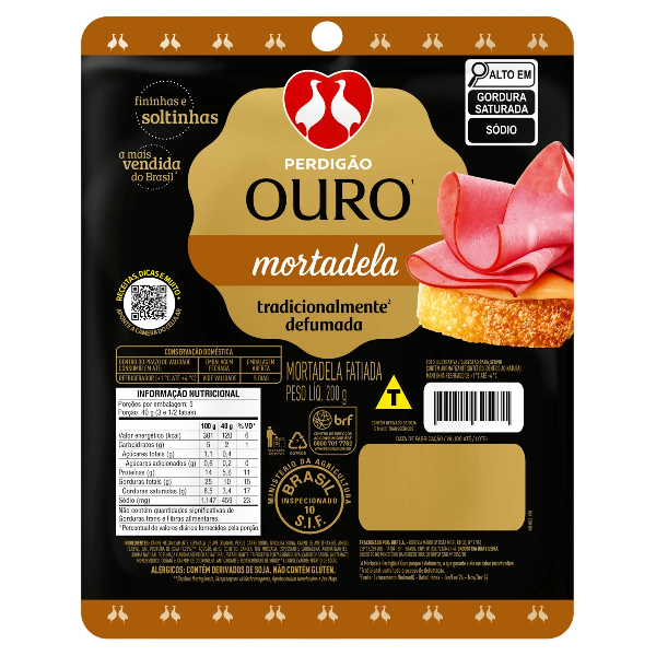 MORTADELA PERDIGAO OURO FATIADA 200G