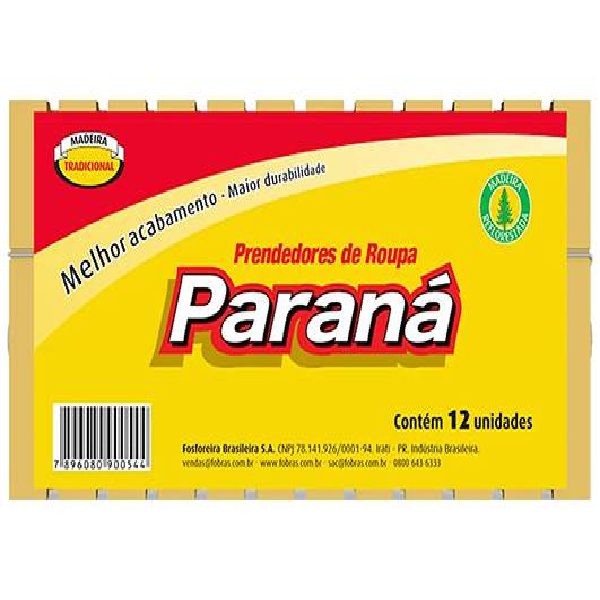 PRENDEDOR DE ROUPA MADEIRA PARANA C/12