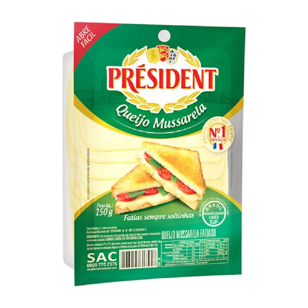 QUEIJO MUSSARELA PRESIDENT  FATIADO 150G