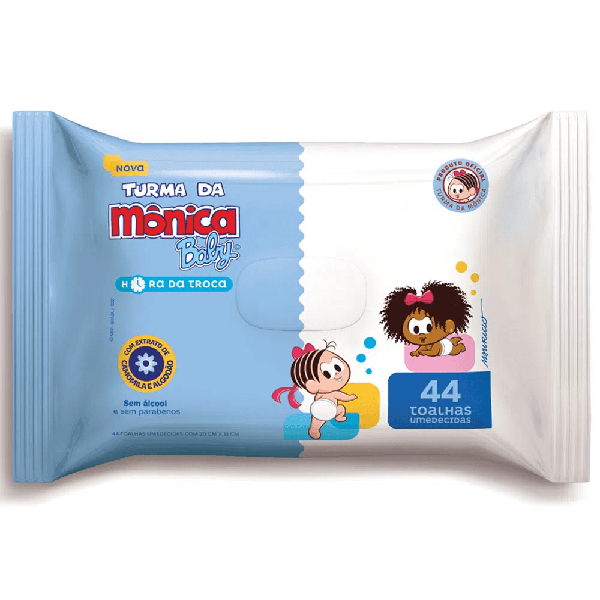 TOALHINHA UMIDECIDA TURMA DA MONICA 20CMX13CM C/44UN