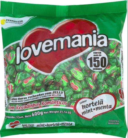 BALA LOVE MANIA 500GR HORTELÃ RECHEADA
