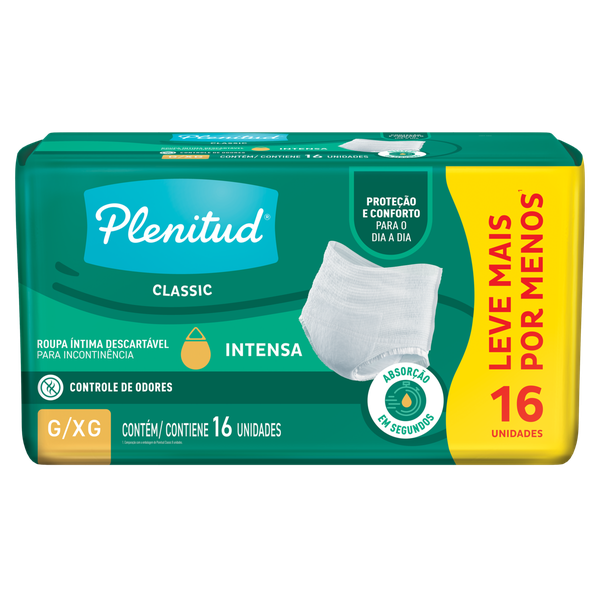 FRALDA DESCARTÁVEL PLENITUD 16UN G/XG CLASSIC