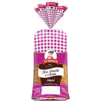PÃO VO NEUZA 340GR INTEGRAL UVA CANELA E AVEIA